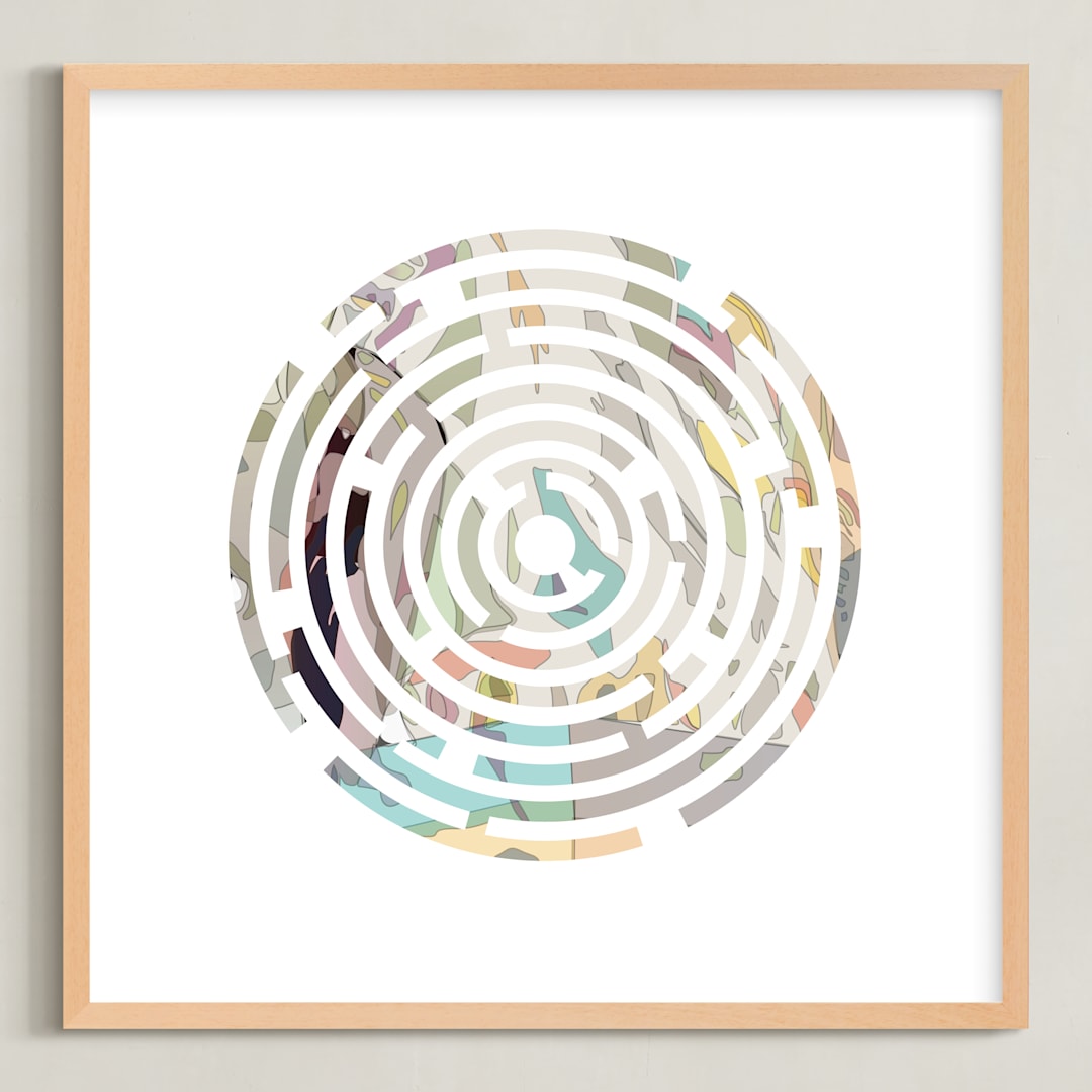"Graphic Puzzle 2" - Art Print in White by Pat Jennings - Framed