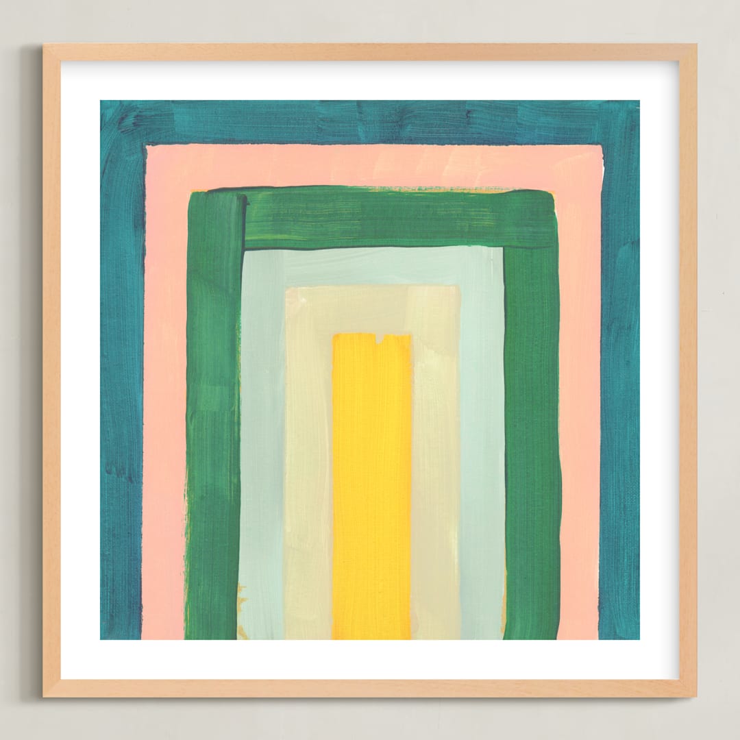 "Rainbow Twist 2" - Art Print in Turquoise by Lindsay Megahed - Framed