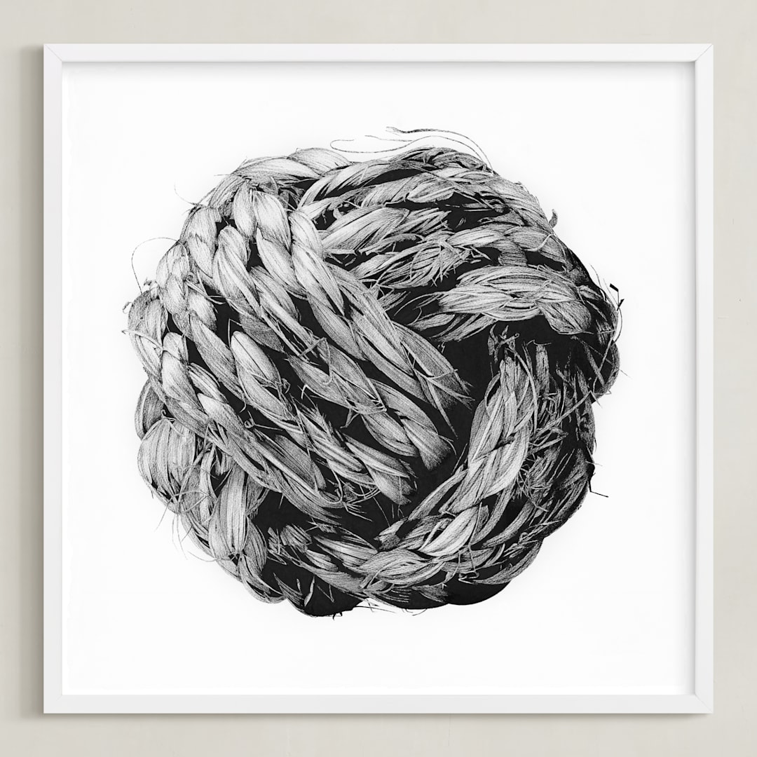 "Monkey Fist" - Art Print in White by Lucas Wade - Framed