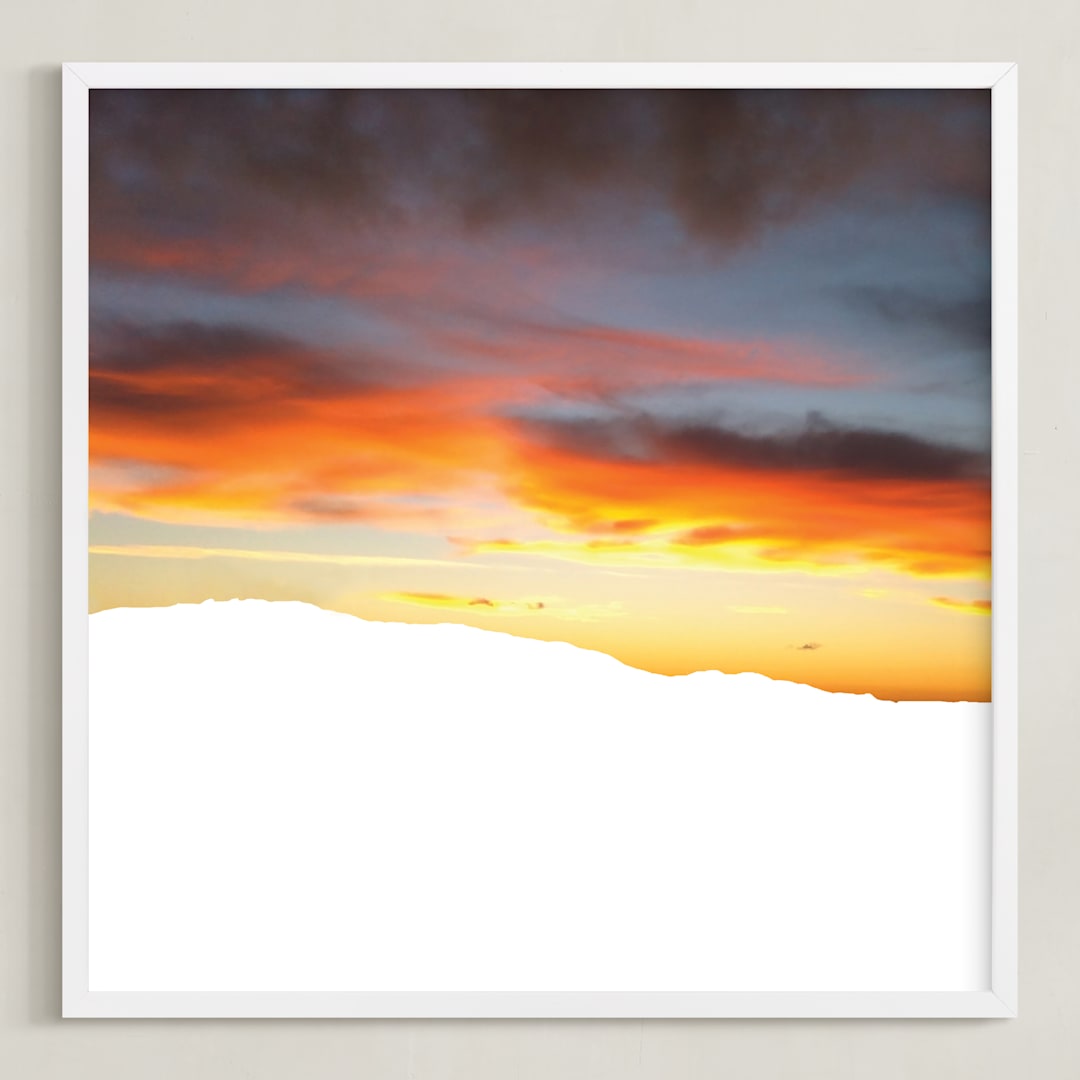 "Skyscape - Kapiti Island" - Art Print in Dusky Sun by Justine Elliott - Framed