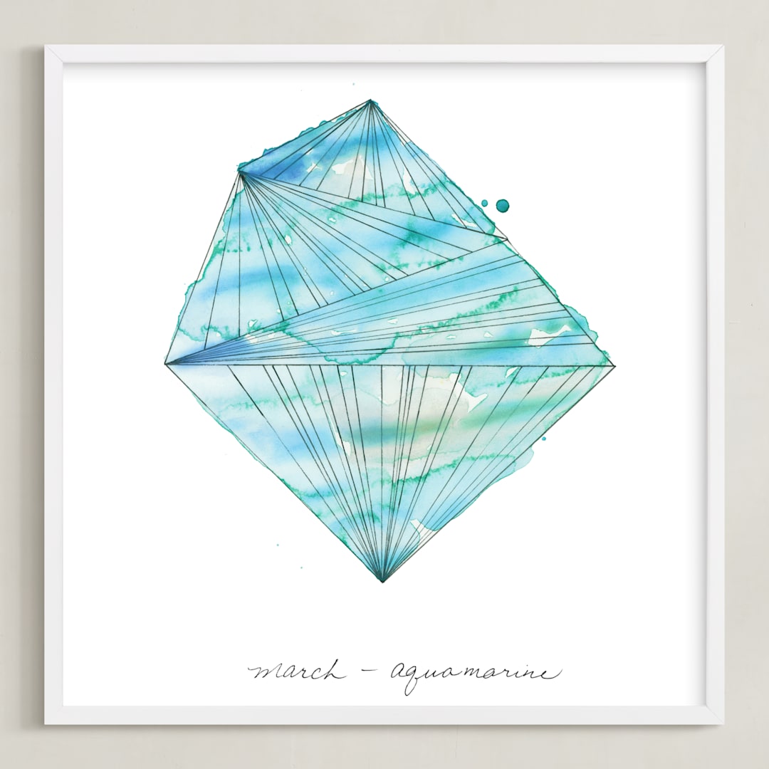 "March - Aquamarine" - Art Print in Aquamarine by Naomi Ernest - Framed