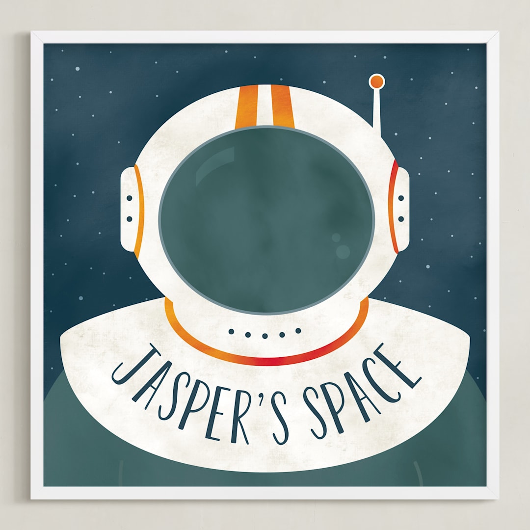 "Space to Explore" - Personalized Art Print in Galaxy by Heather Schertzer - Framed