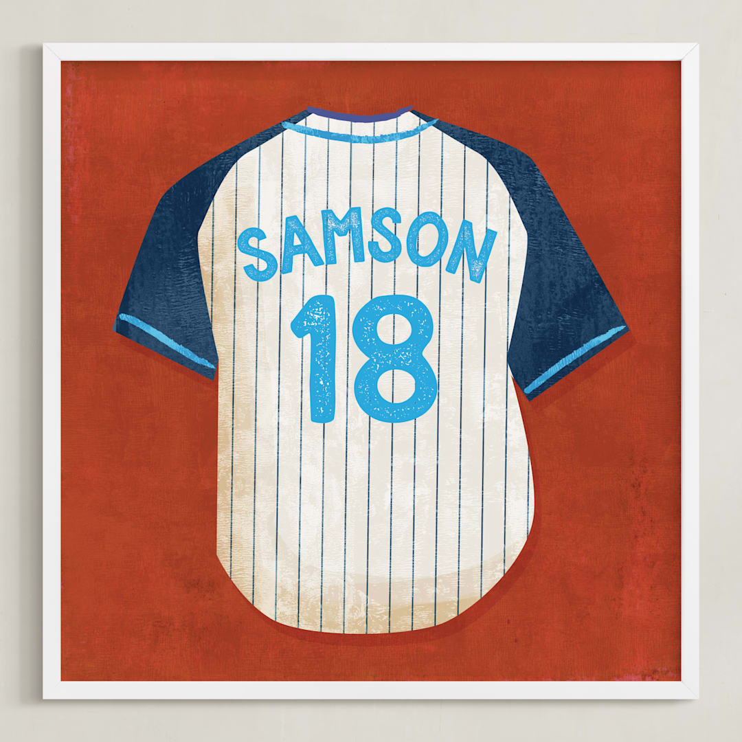 "Dinger Collection 3" - Personalized Art Print in Rust by Kamala Nahas - Framed