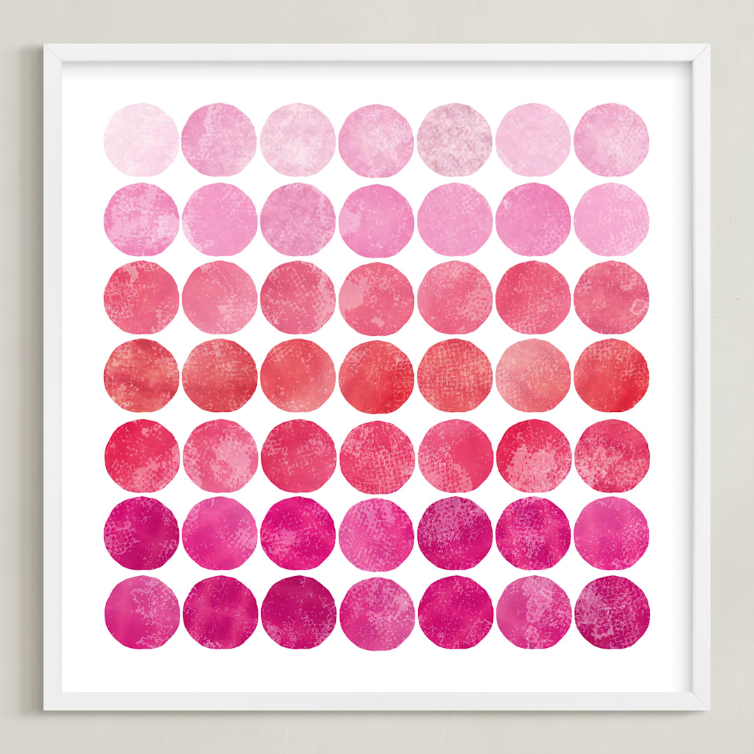 "Circles" - Art Print in Pinks by Christine Copeland - Framed