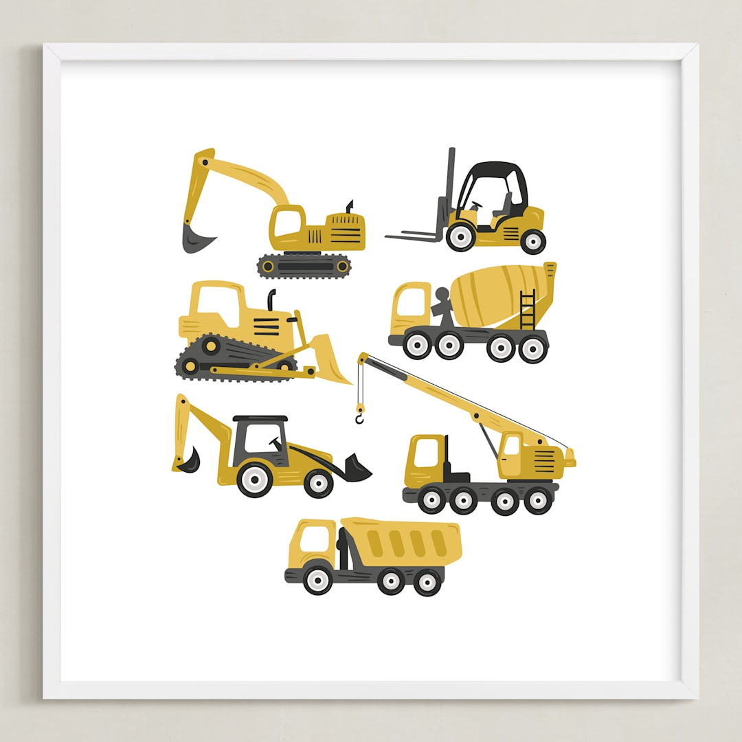 "Build" - Art Print in Pineapple by Jennifer Holbrook - Framed