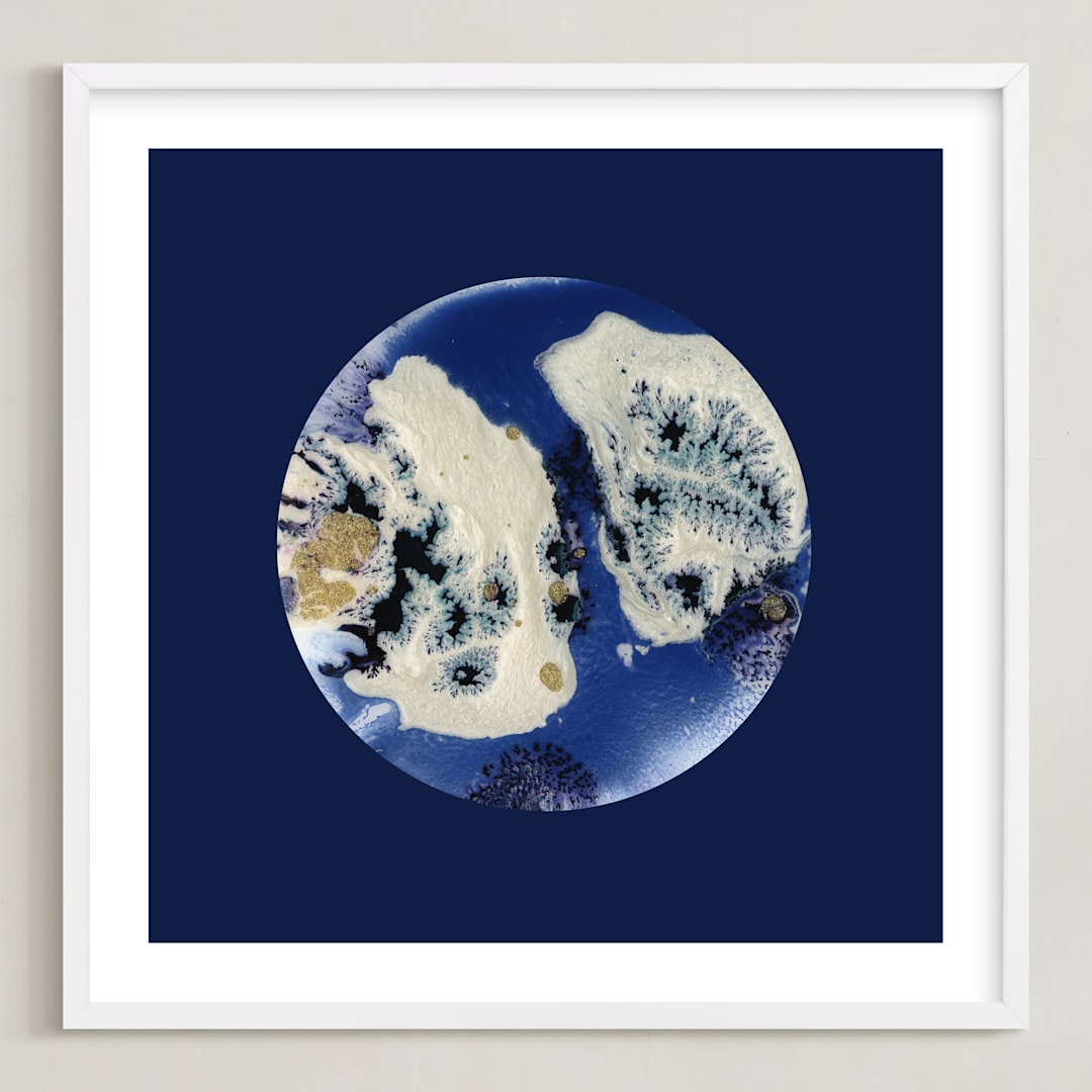 "Moon Landing" - Art Print in Navy Blue by Hi Adelaide - Framed