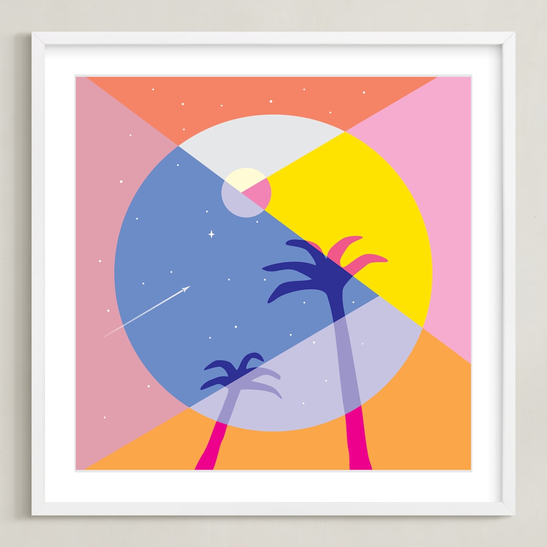 "Day & Night" - Art Print in yellow by Stop-mashina - Framed