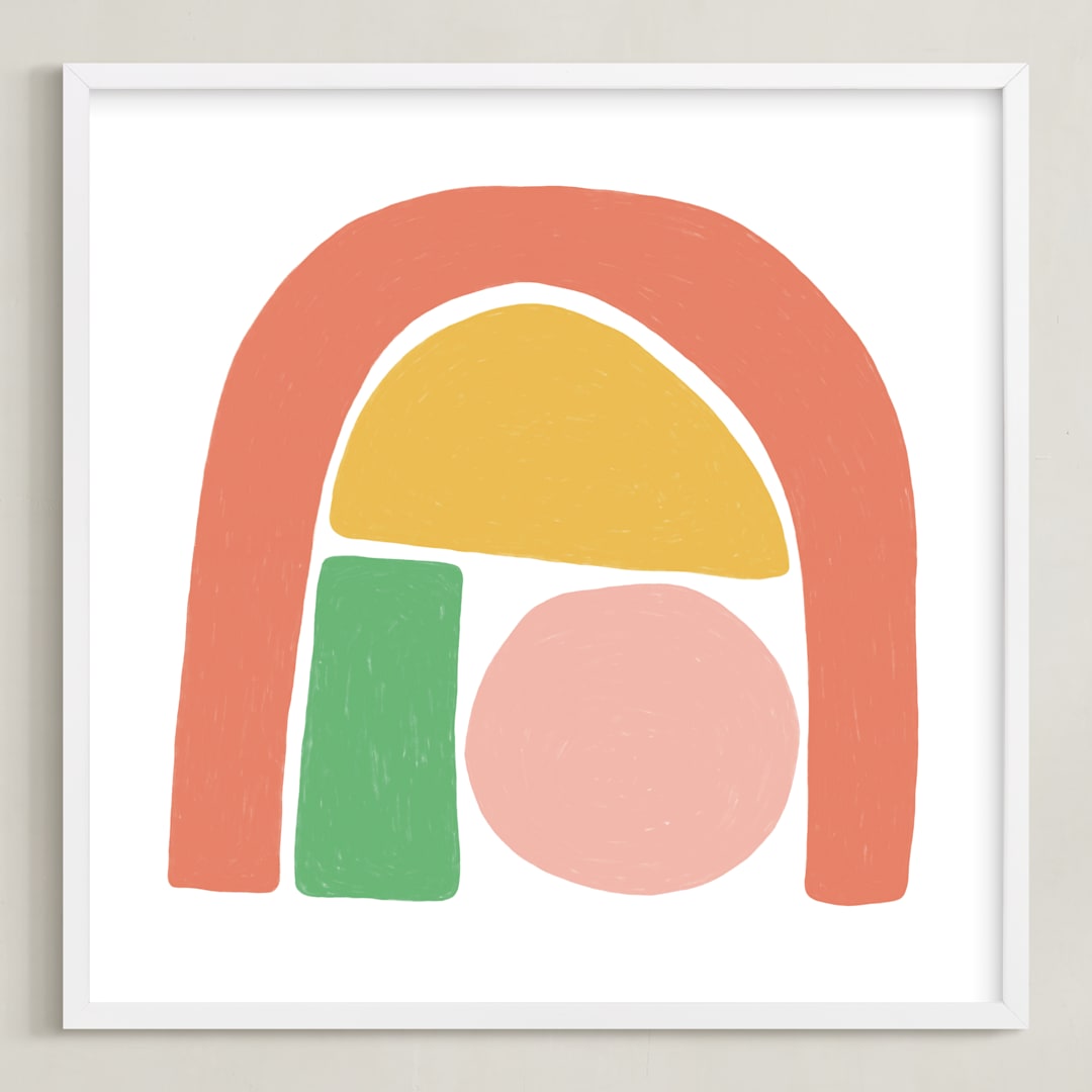 "Undercover Shapes" - Art Print in Sherbert by Betsy Siber - Framed