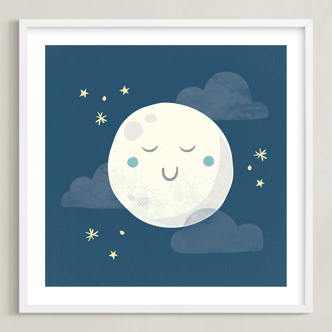 "Goodnight moon" - Art Print in Night Sky by Annie Holmquist - Framed