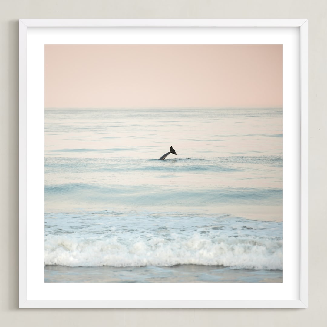 "Waving Good Morning" - Art Print in Ocean Blue by Shannon Howard - Framed