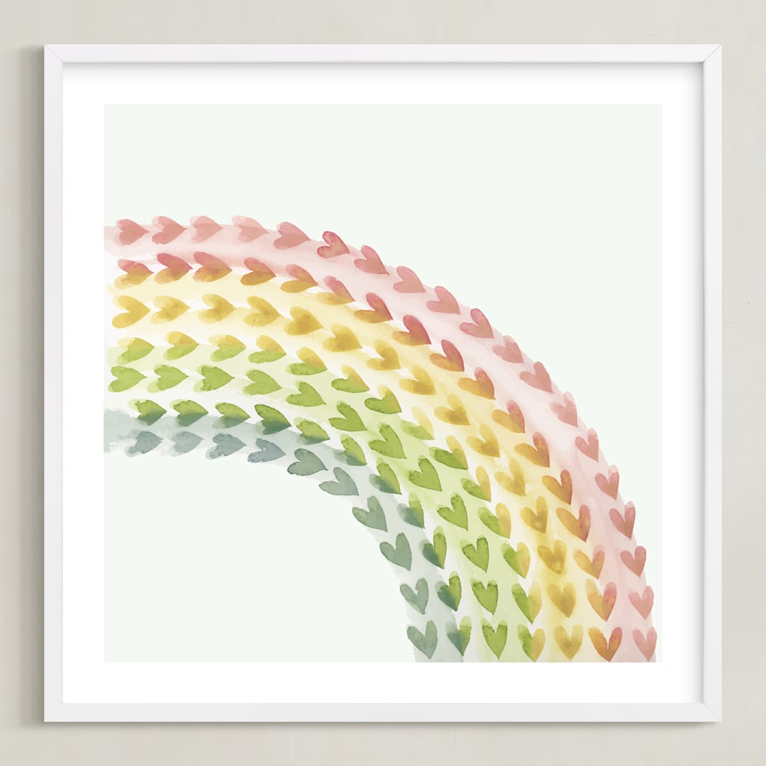 "Somewhere in the Rainbow" - Art Print in Pastel Multi-color by Tina Faselli - Framed