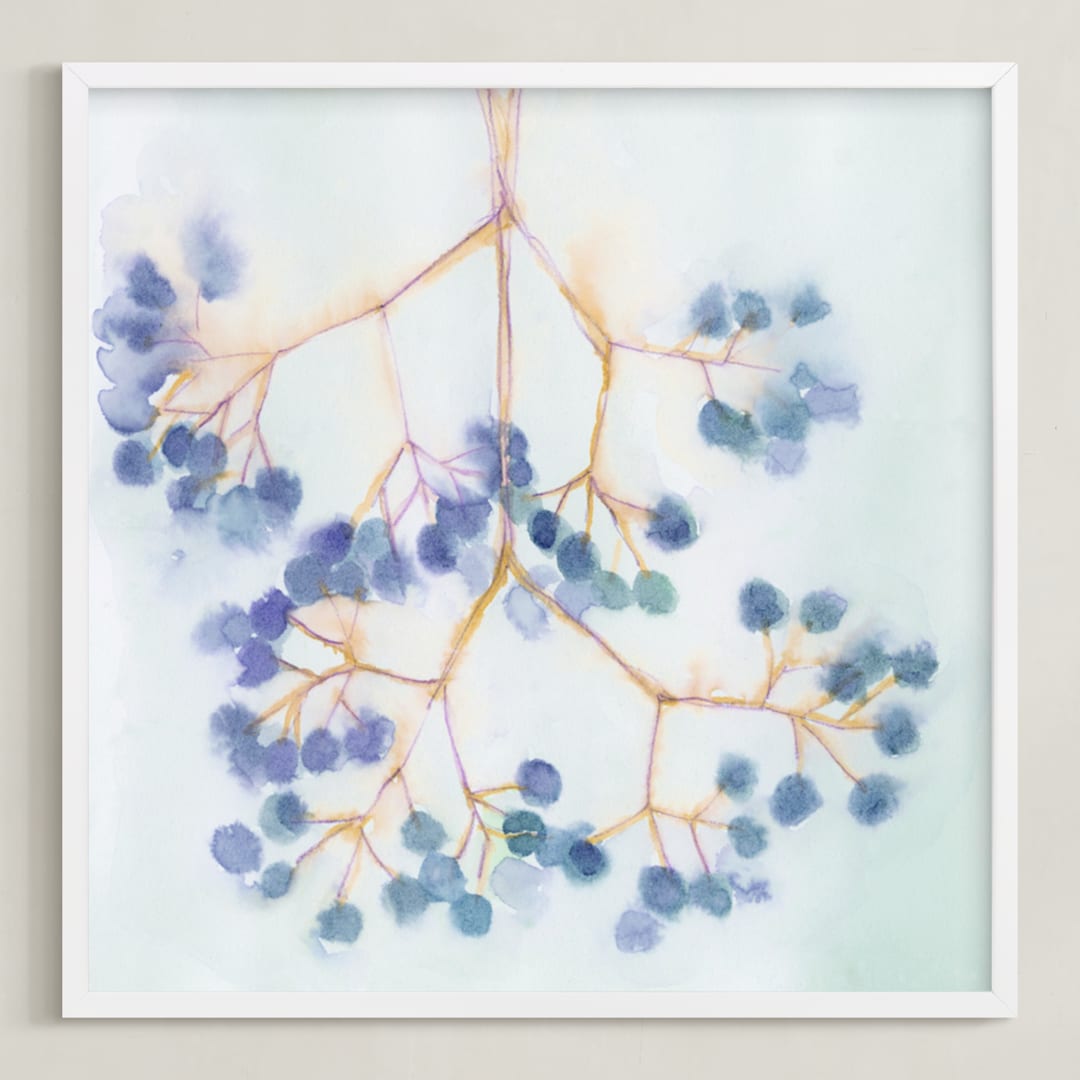 "Glorious Berries" - Art Print in Blueberry by Amelia Gluba - Framed