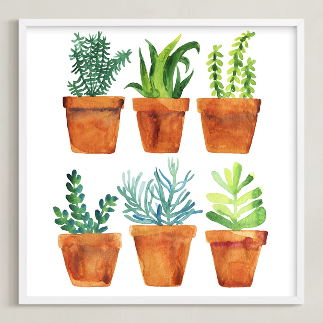 "Home garden" - Art Print in Natural green by Alexandra Dzh - Framed
