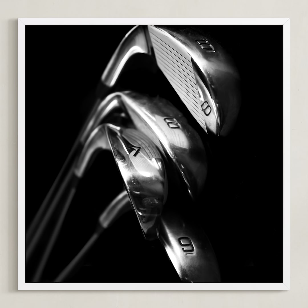 "Tee Time 3 (Black & White Edition)" - Art Print in Black & White by Shannon Howard - Framed