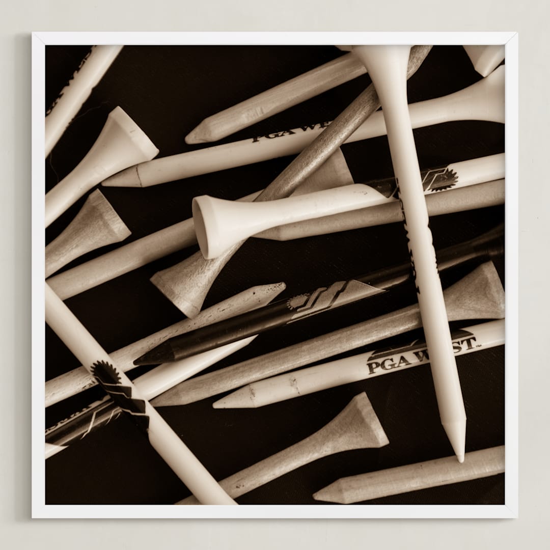 "Tee Time 2 (Warm Sepia Edition)" - Art Print in Warm Sepia by Shannon Howard - Framed