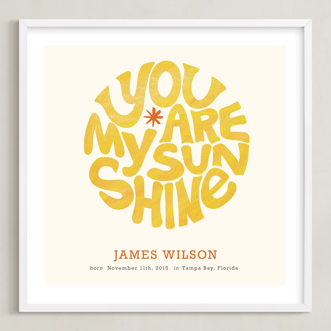 "Forever Sunshine" - Personalized Art Print in Goldenrod by Carrie ONeal - Framed