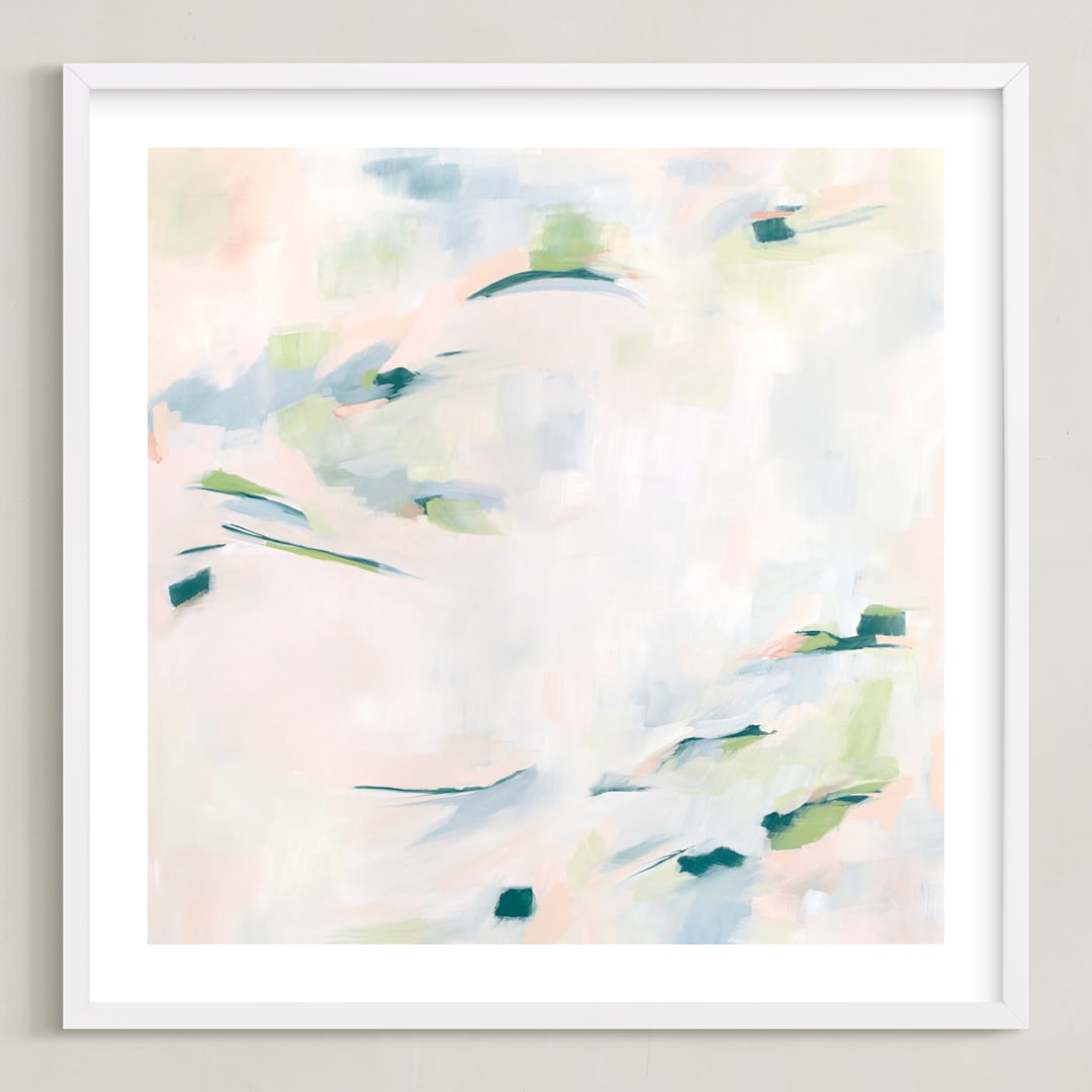 "Easy Peasy Lemon Squeezy" - Art Print in Smoky Blue by Michelle Boyd - Framed