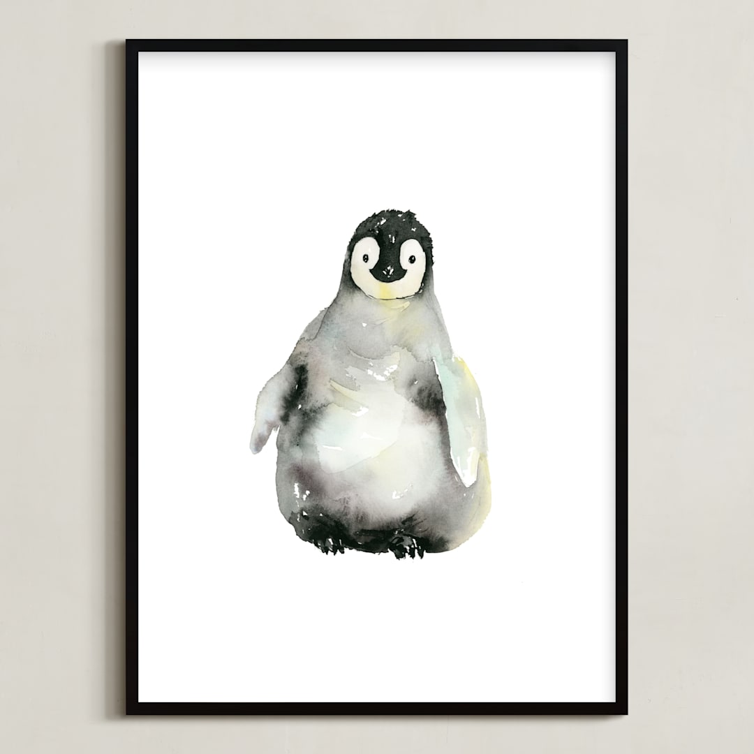 "A Shy Hello" - Art Print in white by Jean Choe Art and Design - Framed
