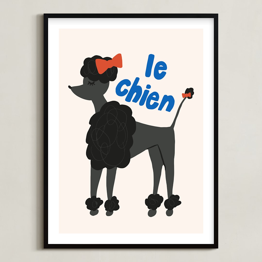 "French Dog" - Art Print in Charcoal by Morgan Kendall - Framed