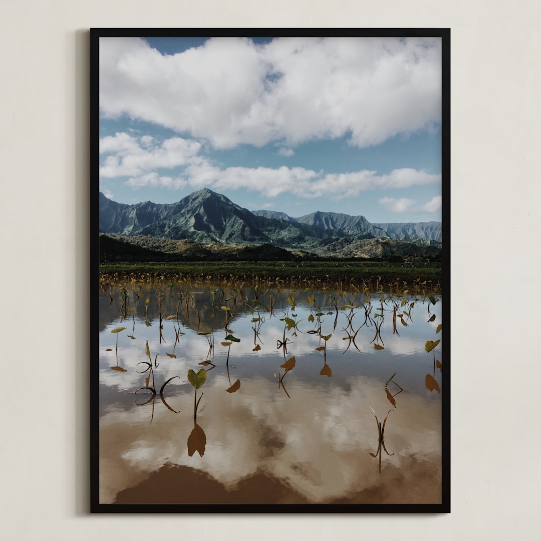 "Taro Fields" - Art Print in Dark Green by Christian Florin - Framed