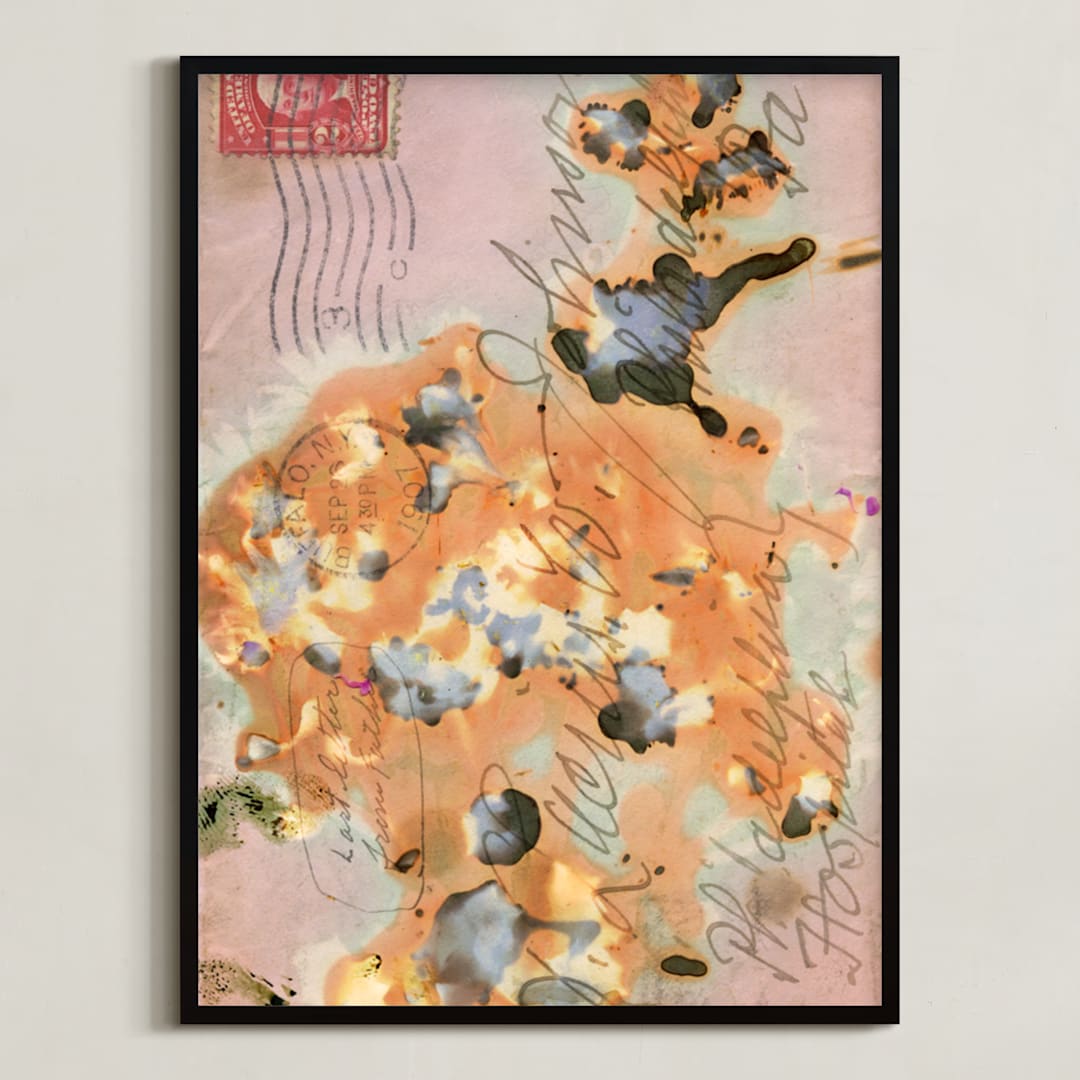 "Last Letter" - Art Print in tangerine orange by raven erebus - Framed