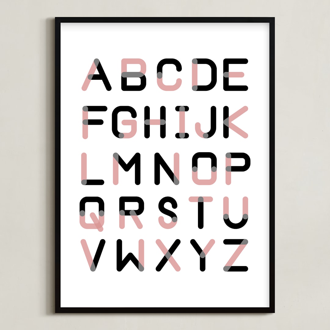 "Color Font Alphabet" - Art Print in Rose Gold by Erica Marquis - Framed