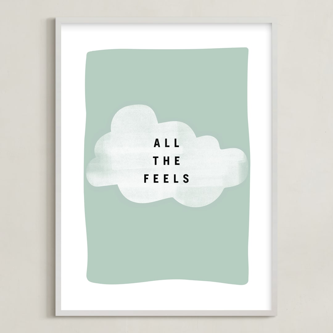 "all the feels" - Art Print in aqua by Lindsay Stetson Thompson - Framed