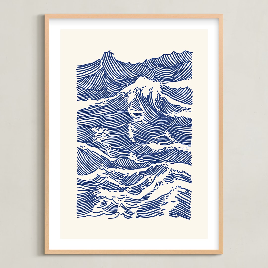 "Catch A Wave" - Art Print in Ultramarine by Kym Fulmer - Framed