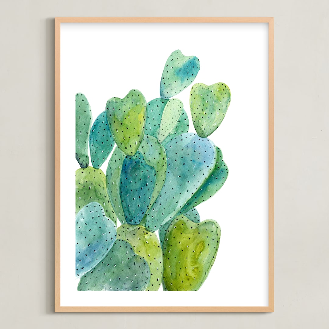 "Cacti" - Art Print in Cactus green by Alexandra Dzh - Framed