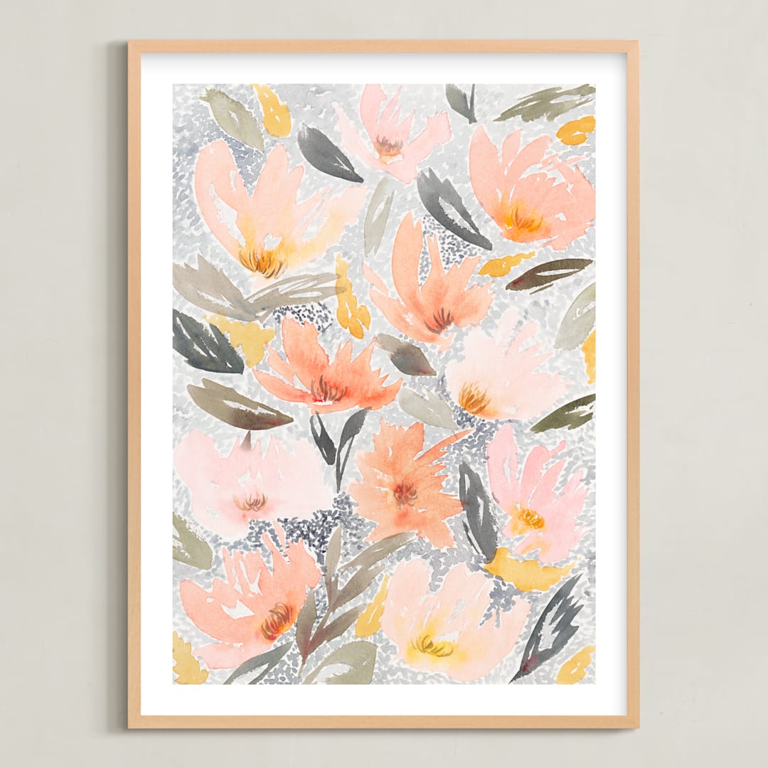 "Speckled Garden" - Art Print in White by Whitney Rainsdon - Framed
