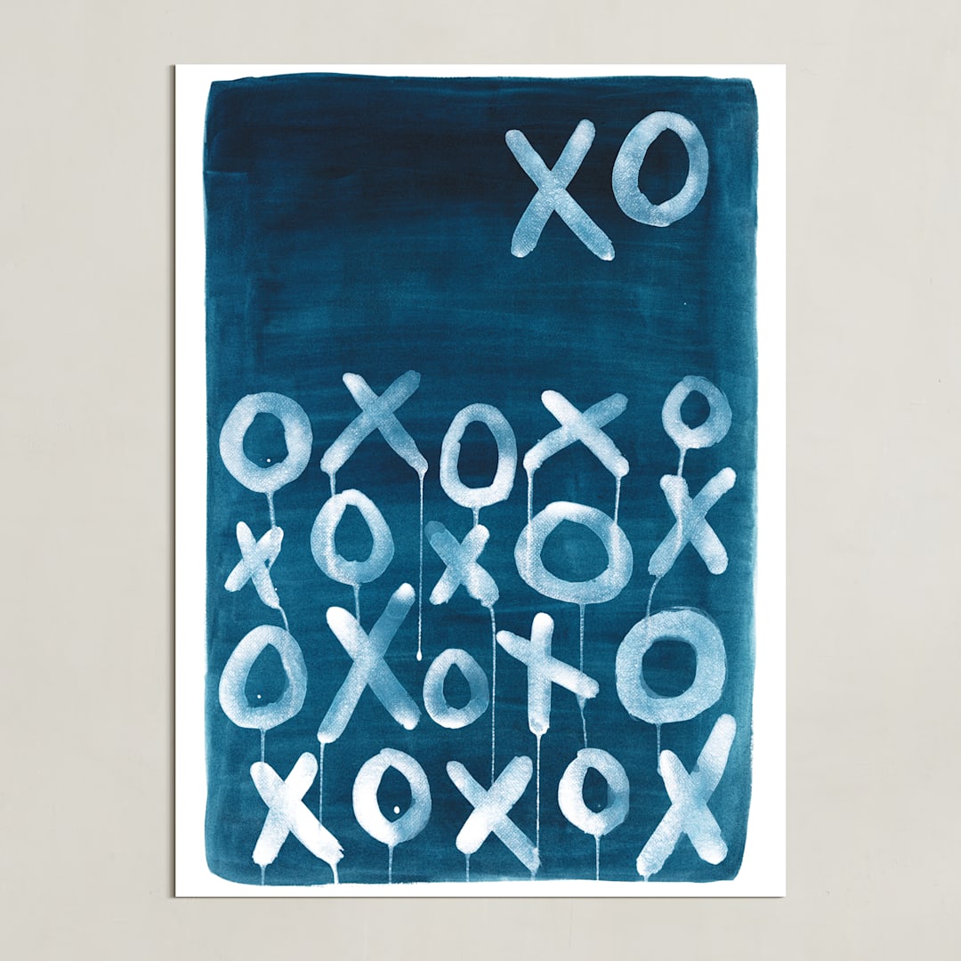"XO Lunar" - Art Print in Payne's Gray by Michelle Owenby Design - Unframed