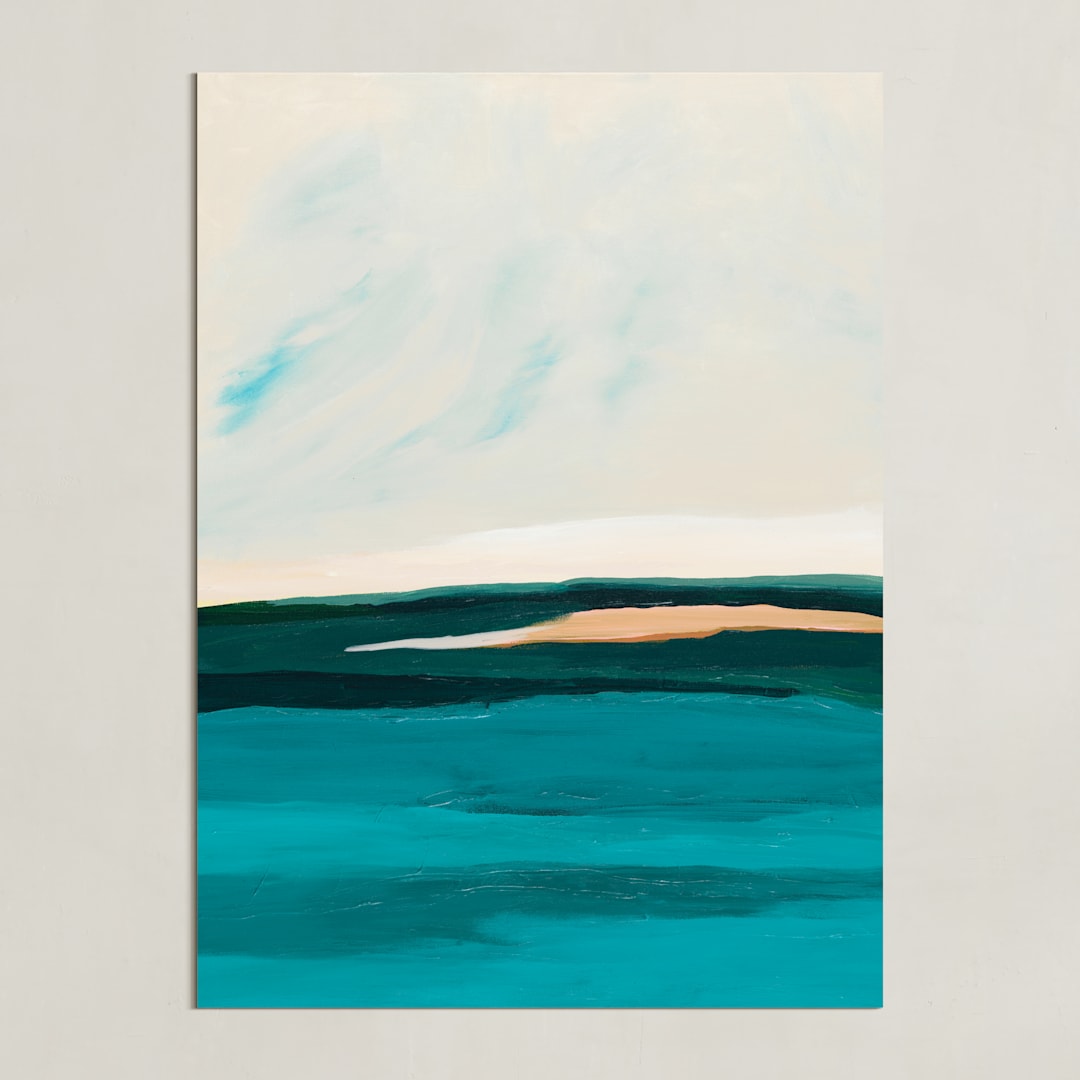 "Hawaiian Reef Abstract Painting" - Art Print in turquoise blue by Caryn Owen - Unframed
