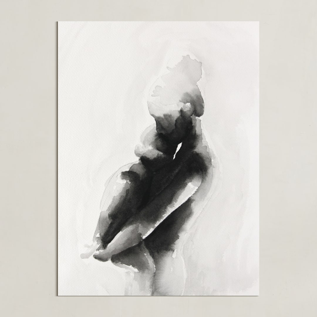 "mother embrace" - Art Print in Black by Kate Ahn - Unframed