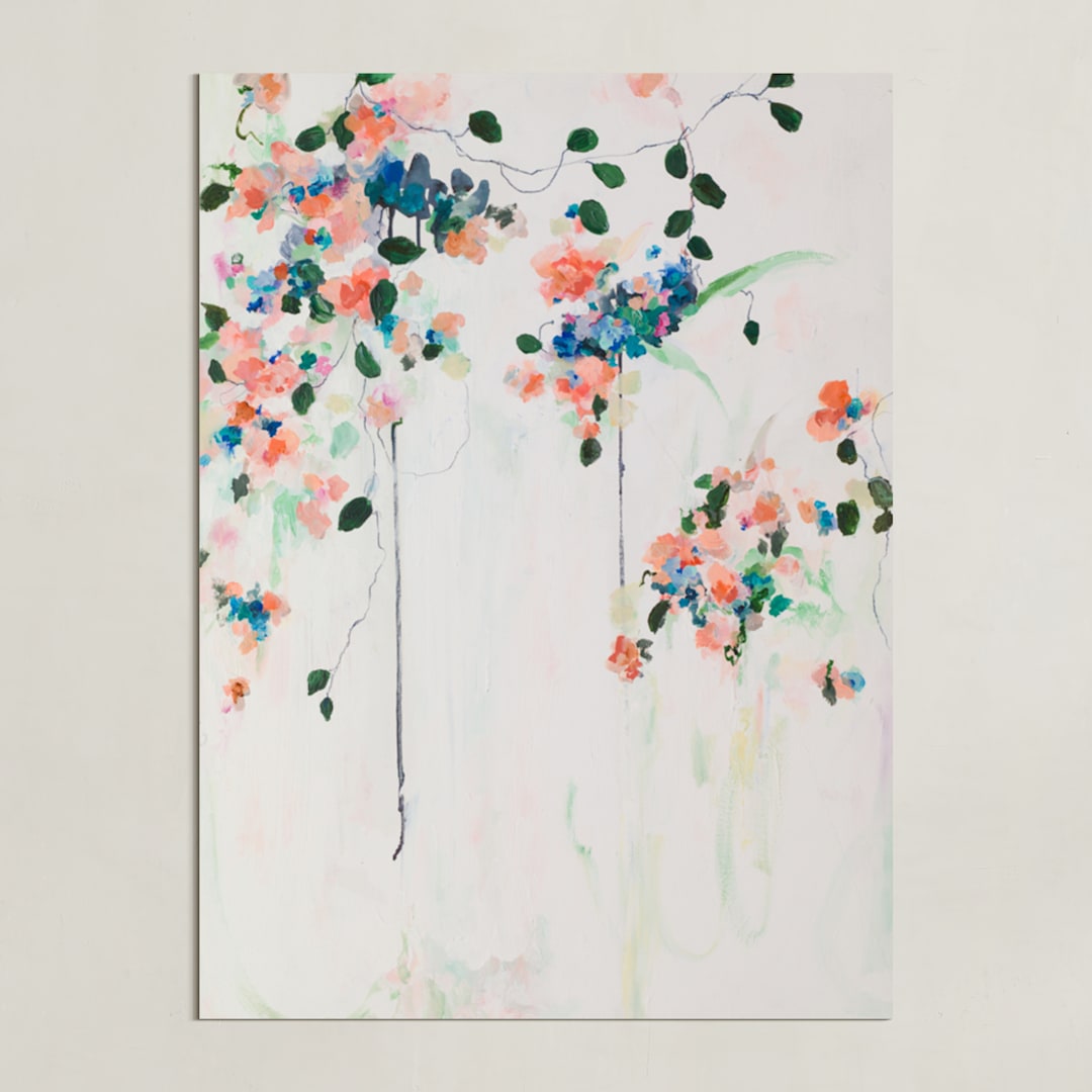 "Cascade" - Art Print in Coral by Sonal Nathwani - Unframed