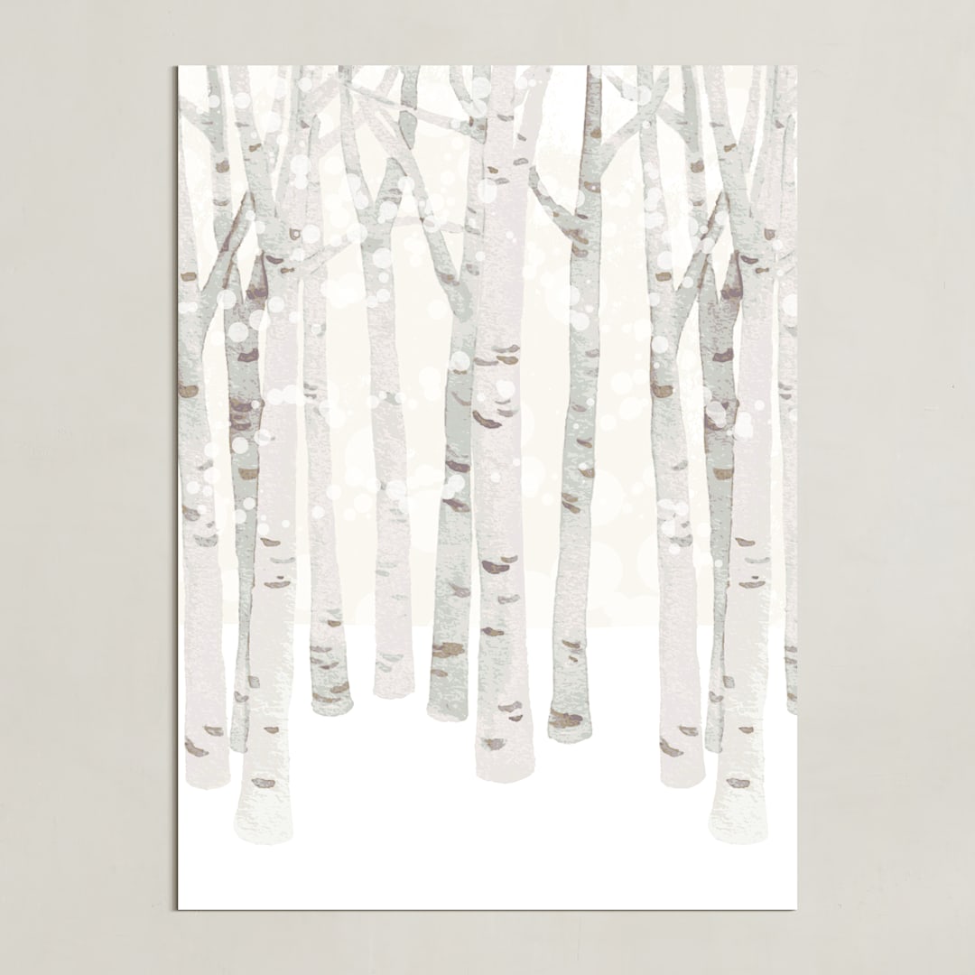 "Birch Woods in Winter" - Art Print in Ivory by Shannon Chen of Four Wet Feet Studio - Unframed