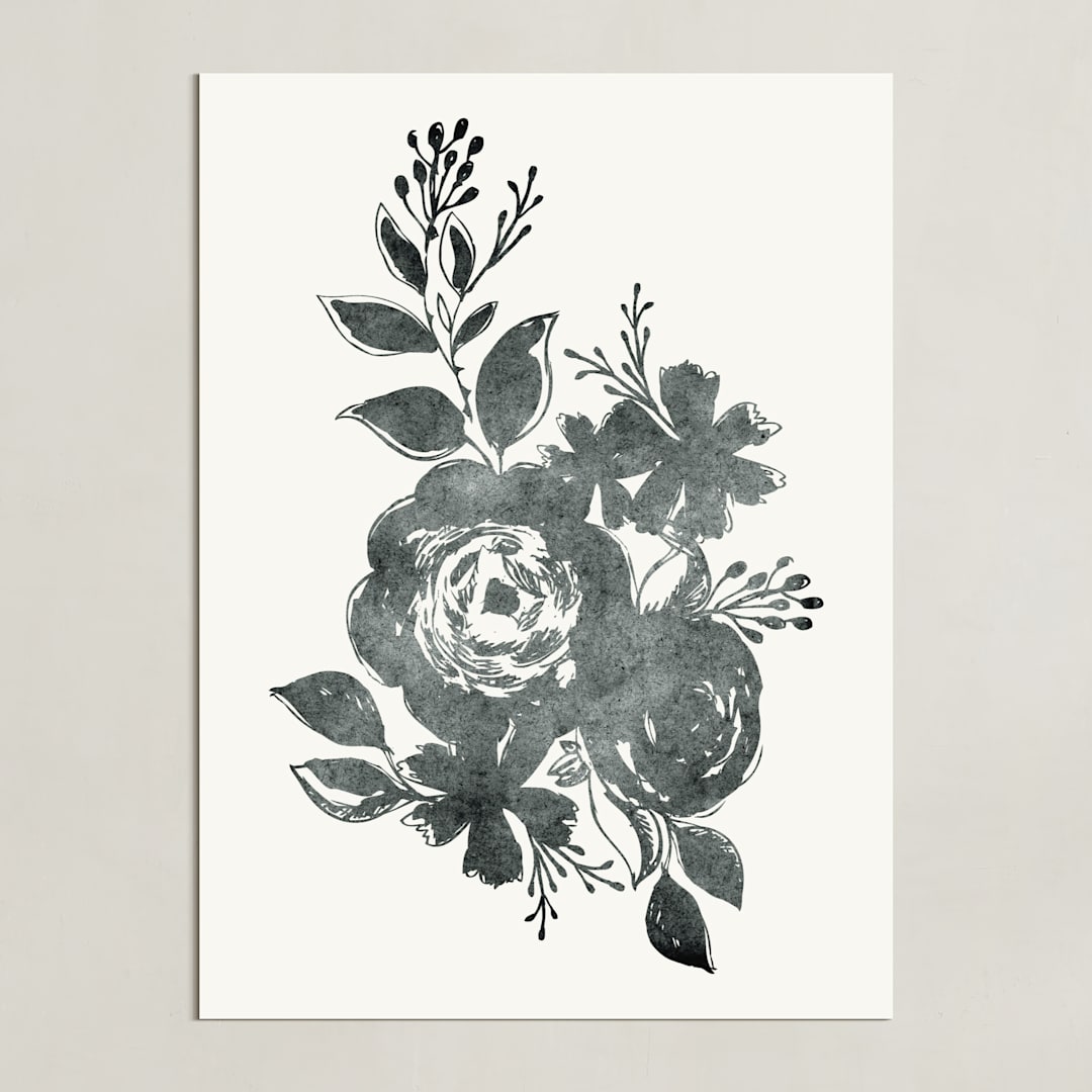 "Dark Florals no. 1" - Art Print in Ink by Alethea and Ruth - Unframed