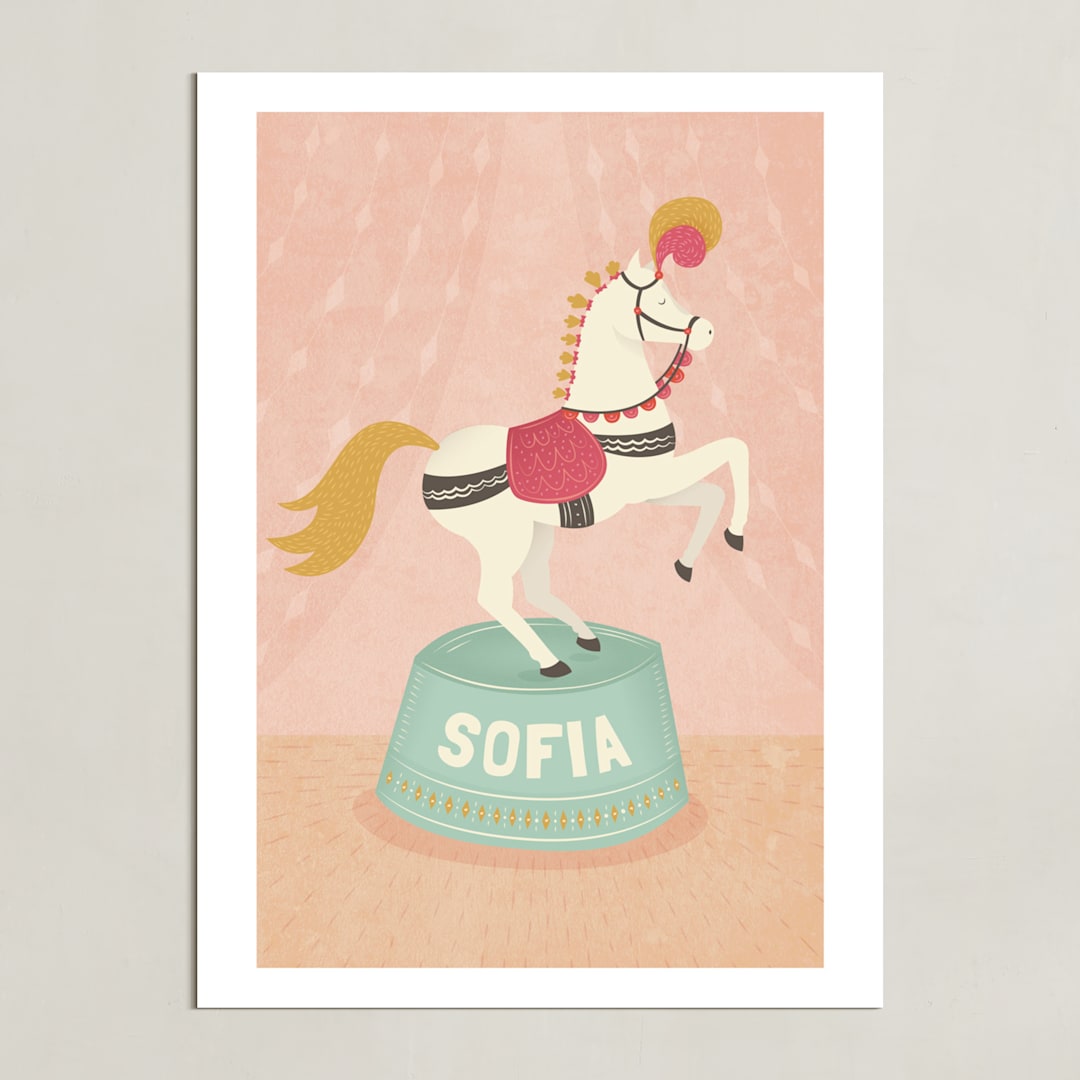 "Circus Pony" - Personalized Art Print in Cotton Candy by Jody Wody - Unframed