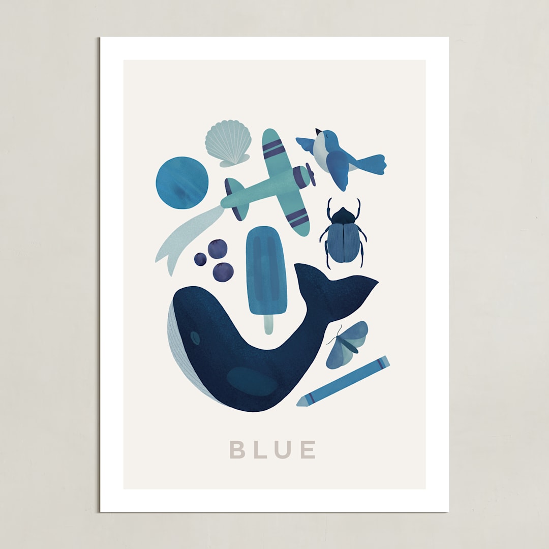 "Ten Blue Things" - Art Print in Blue by Ana Peake - Unframed