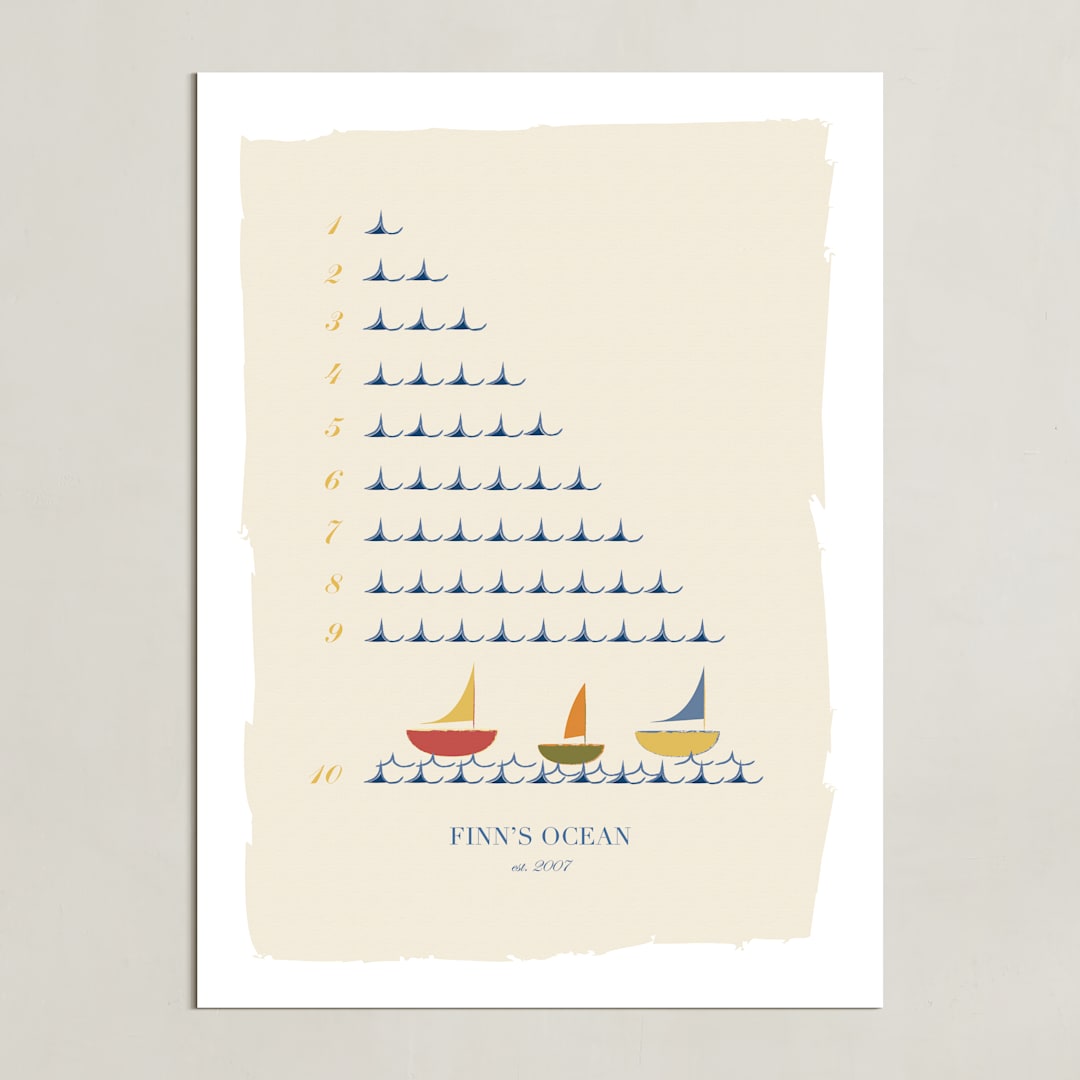 "The Counting Ocean" - Personalized Art Print in Indigo by Michelle Enderton - Unframed