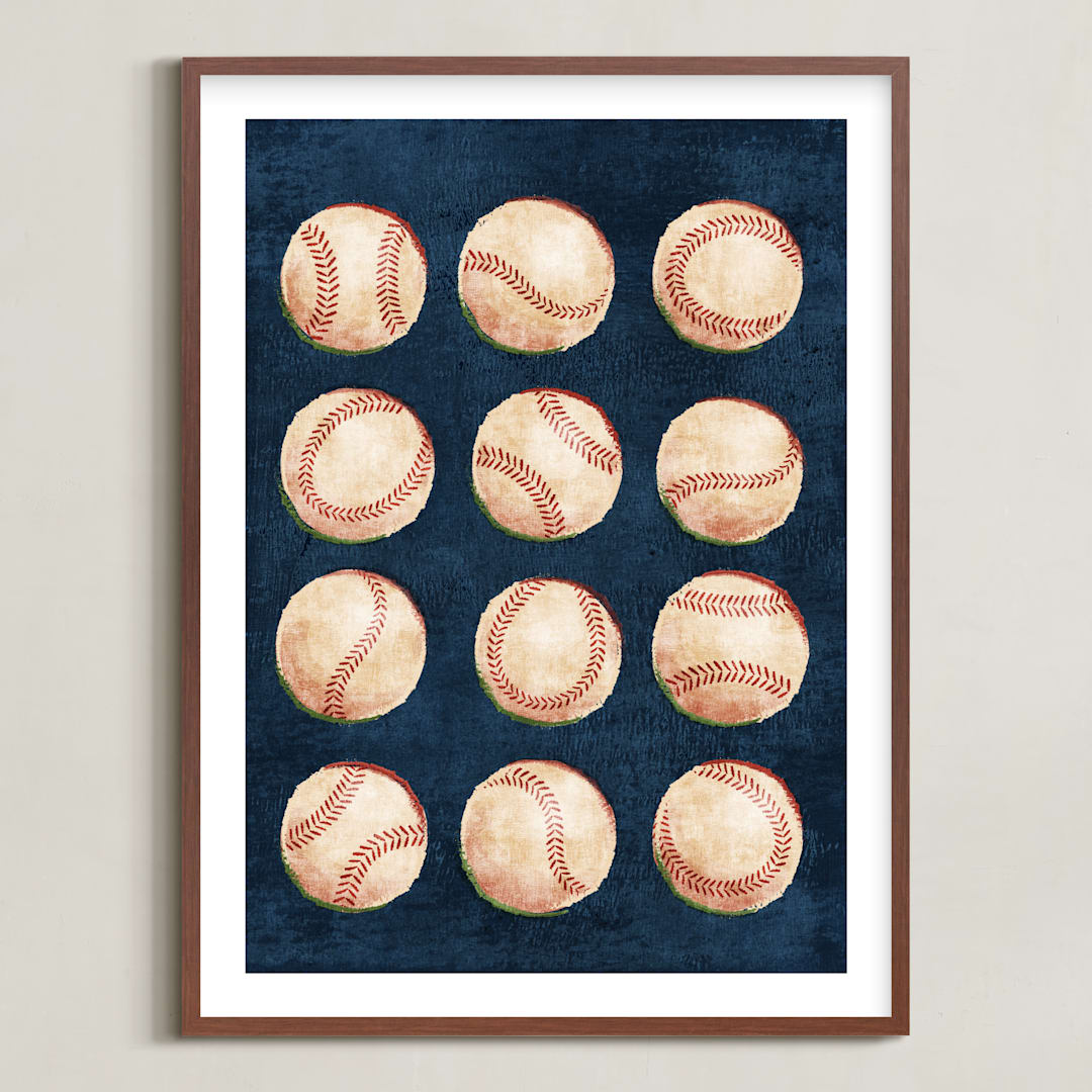 "Dinger 1 Spin Cycle" - Art Print in Navy by Kamala Nahas - Framed