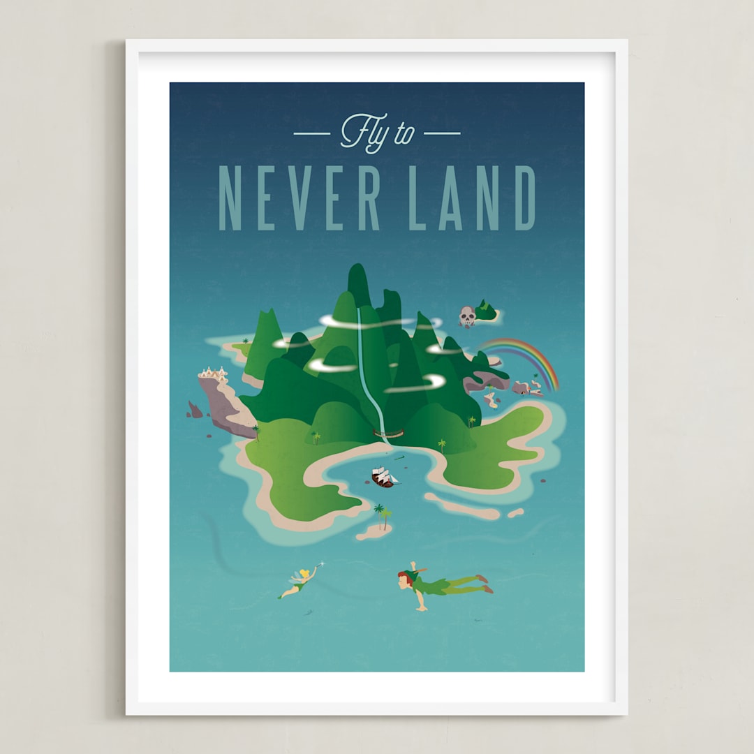 "Fly To Neverland" - Art Print in Island by Erica Krystek - Framed