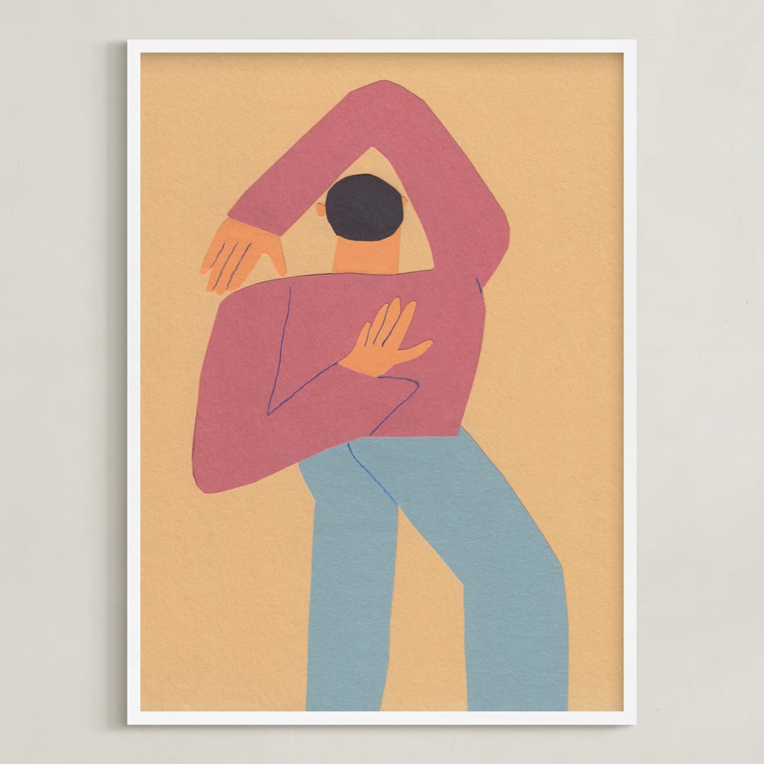 "Stretch 1" - Art Print in Burgundy by Elliot Stokes - Framed