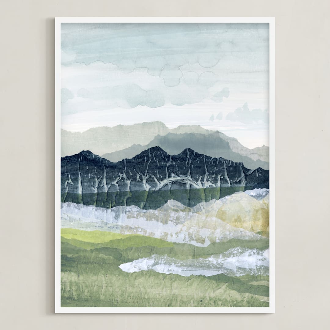 "Sapphire Ridge 1" - Art Print in Deep Blue by Lara Eckerman - Framed