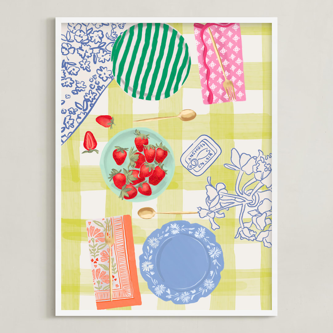 "Dinner For Two" - Art Print in Citrine by Mariana Suárez Pierre - Framed