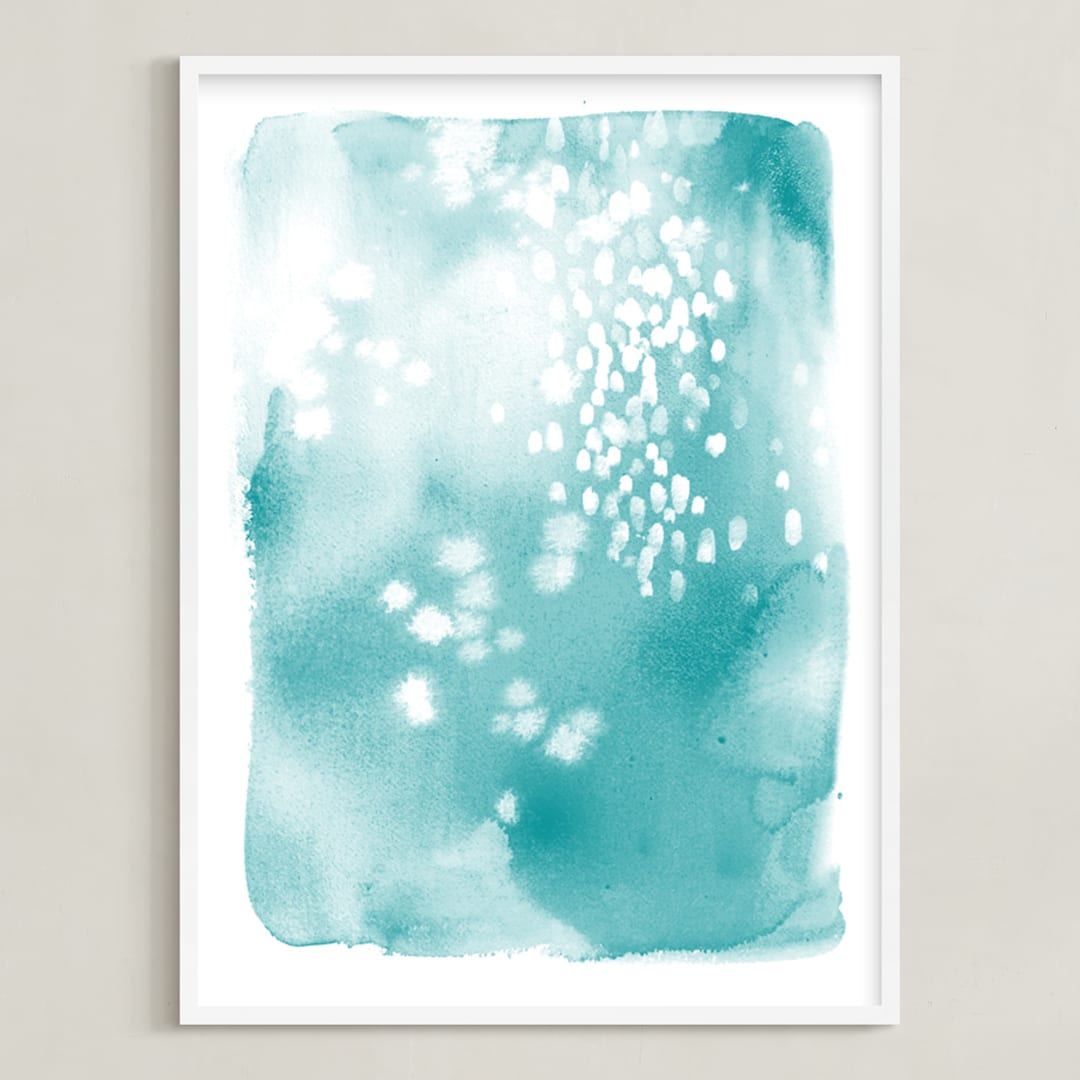 "Swim" - Art Print in Aqua by Julie Song Ink - Framed