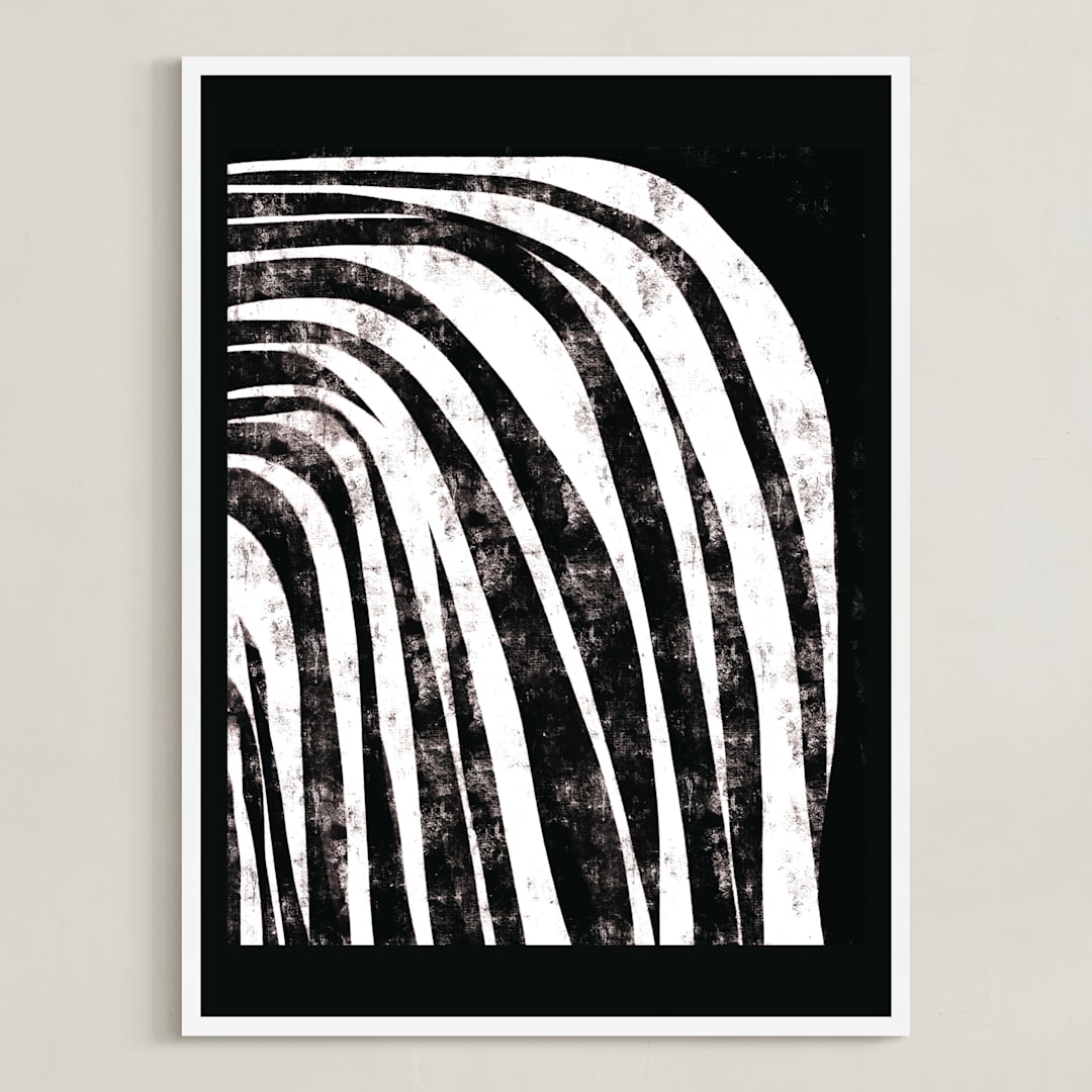 "Waterfall" - Art Print in Charcoal by Leanne Friedberg - Framed