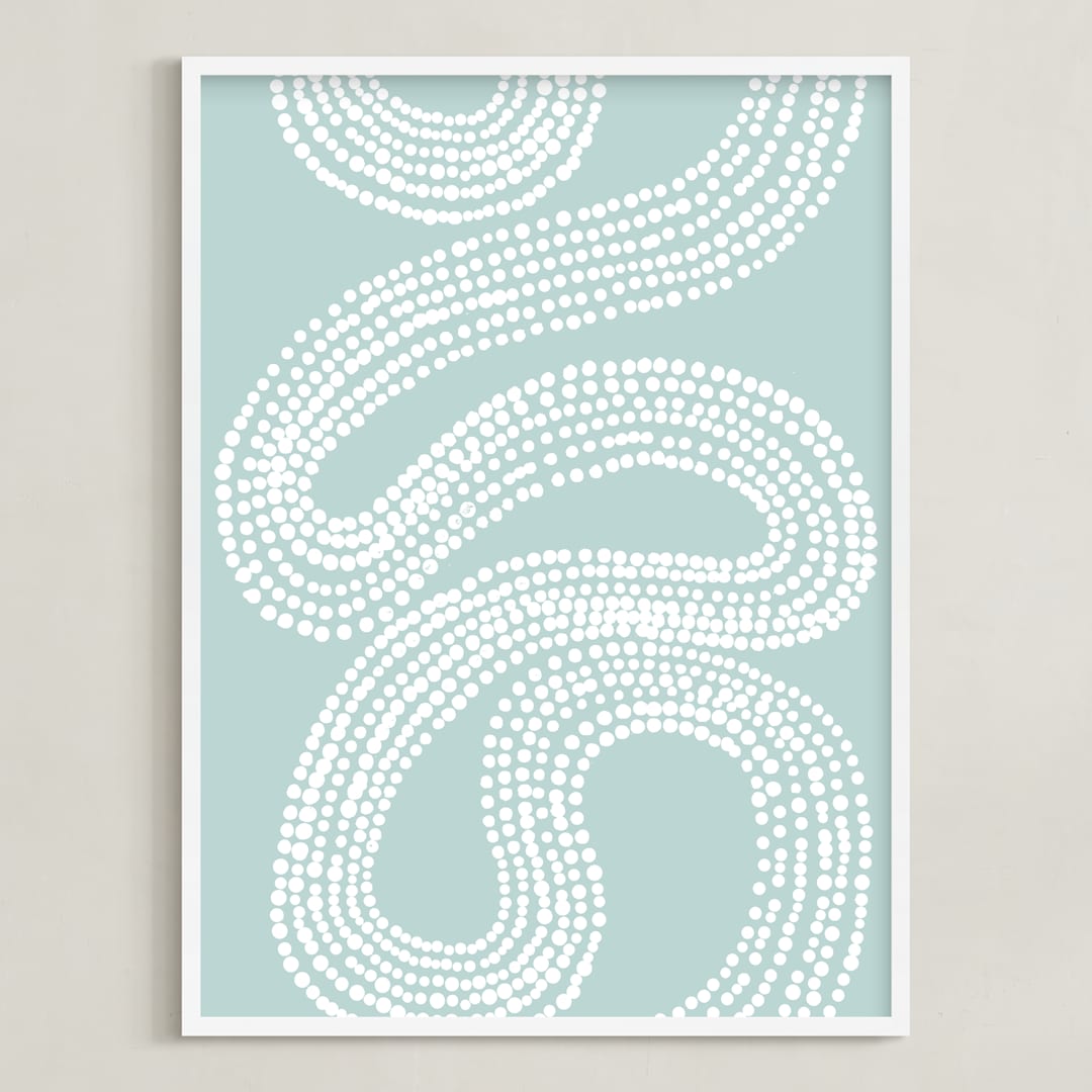 "River of Dots" - Art Print in light blue by Jorey Hurley - Framed
