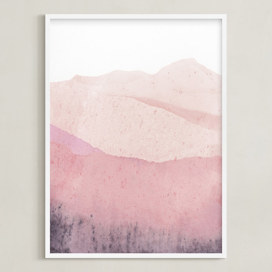 "Mountain Range" - Art Print in Beige Pink by Sadie Holden - Framed
