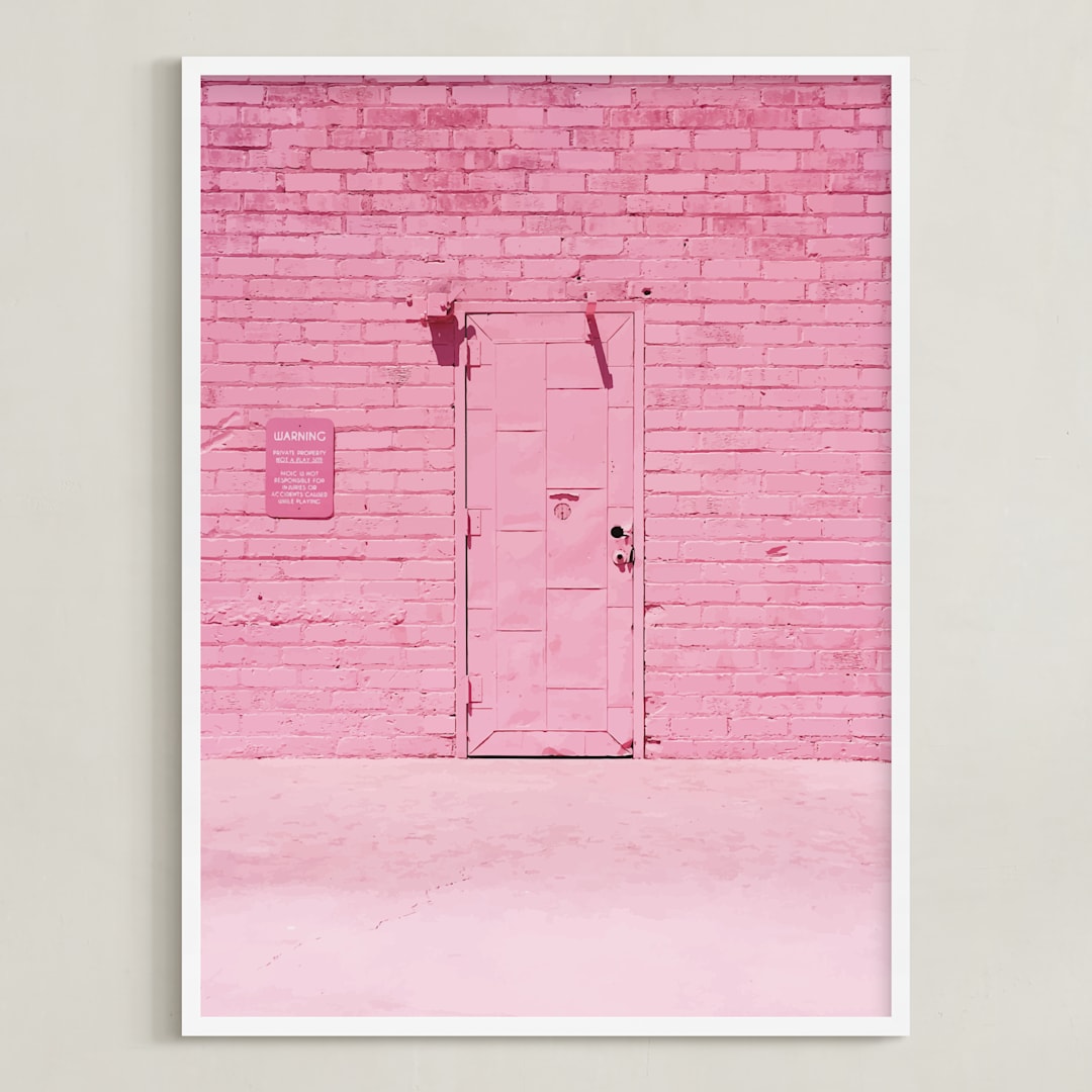 "The Pink Door" - Art Print in Pink by Jenna Gibson - Framed
