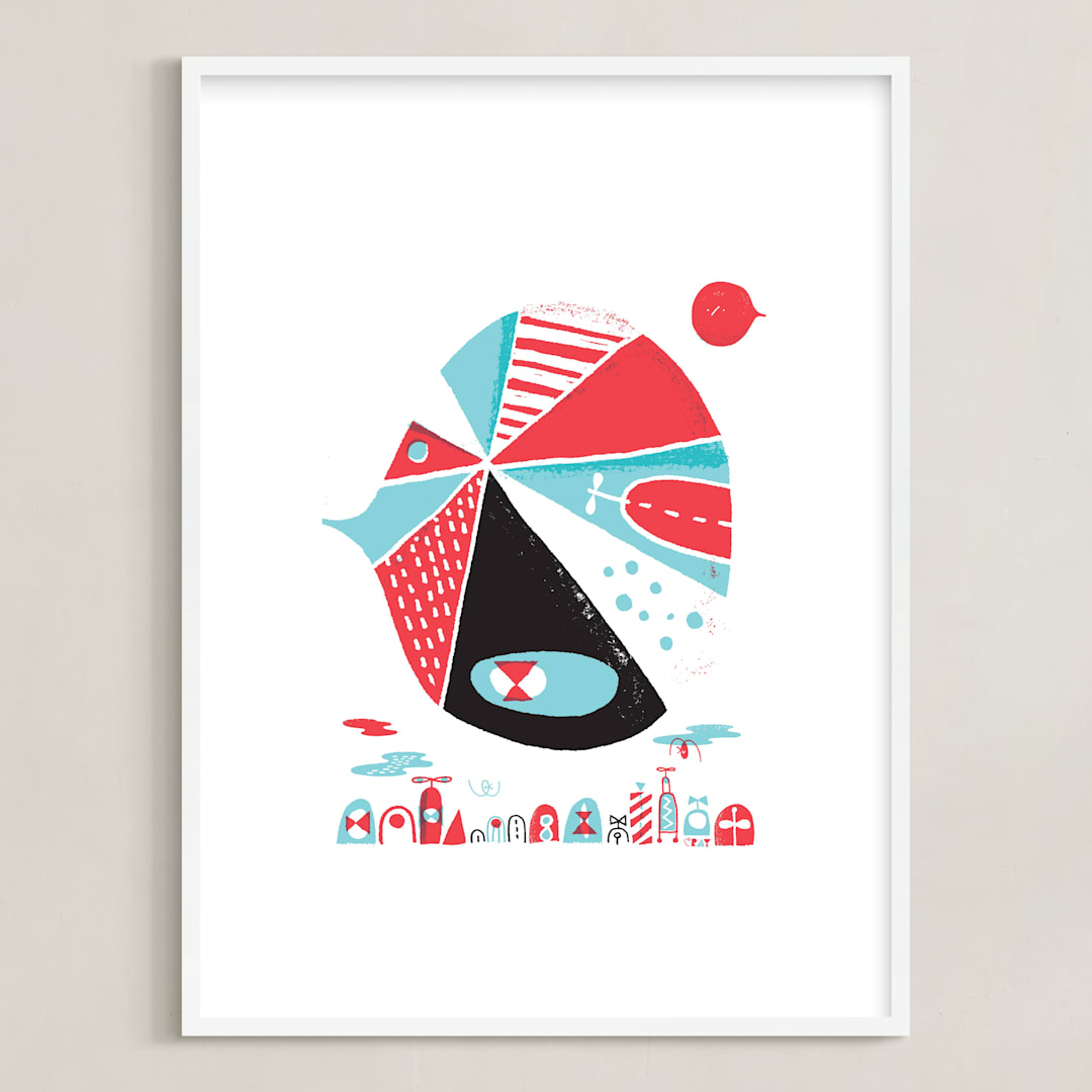 "Glink Glunk" - Art Print in Cherry by ERAY - Framed
